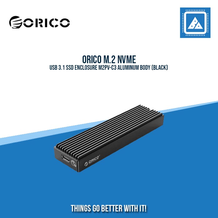 ORICO M.2 NVME USB 3.1 SSD ENCLOSURE M2PV-C3 ALUMINUM BODY (BLACK) ORICO M.2 NVME USB 3.1 SSD ENCLOSURE M2PV-C3 ALUMINUM BODY (BLACK)